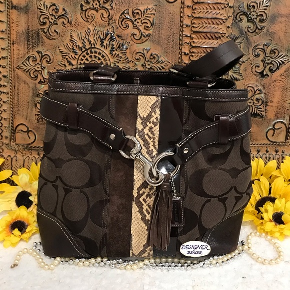 COACH Hampton Signature LTHR Trim Carryall 10264 - Picture 4 of 11